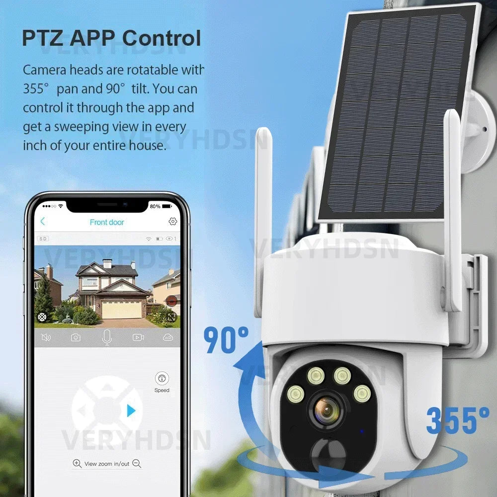 5MP Camera Wifi Outdoor 2K Surveillance Security Camera Solar Panel Surveillance Camera 7800mAh IP66 Wireless 2 Way Talk Detect San Remo