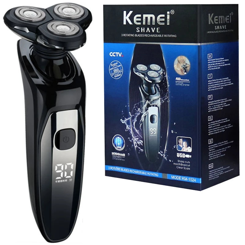 Kemei LCD Display Waterproof Electric Shaver Men Wet Dry Beard Razor Facial Shaving Machine Rechargeable Fit Philips Series 7000 San Remo