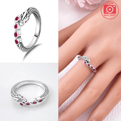 sterling Silver 925 Rings Shiny Lucky Red Zircon Original Fine Jewelry