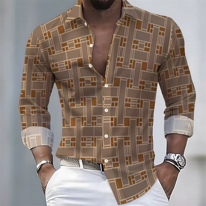 Men's Striped Long-Sleeved Shirt