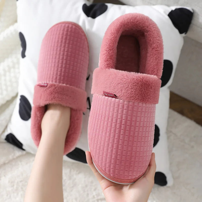 Home Slippers for Men Women Winter Furry Slides Female Indoor Plush Non Slip Bedroom Warm Male Flip Flops Couples Soft Shoes San Remo