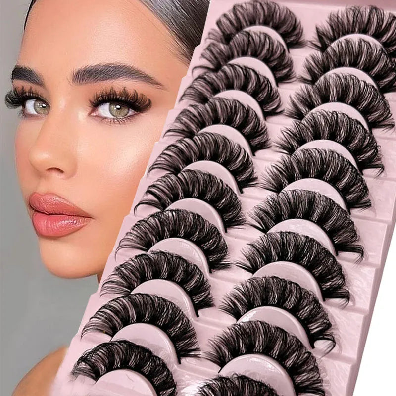 Russian Strip Lashes 10-pairs Fluffy Mink Lashes 3D False Eyelashes Russian Volume Eyelashes Fake Eyelashes Giveaway Makeup San Remo