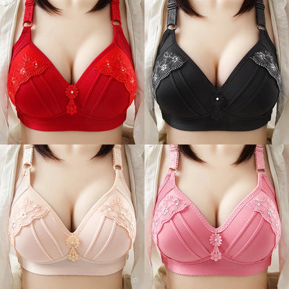 Women's Wireless Push-Up Bra - Comfortable Lace Brassiere