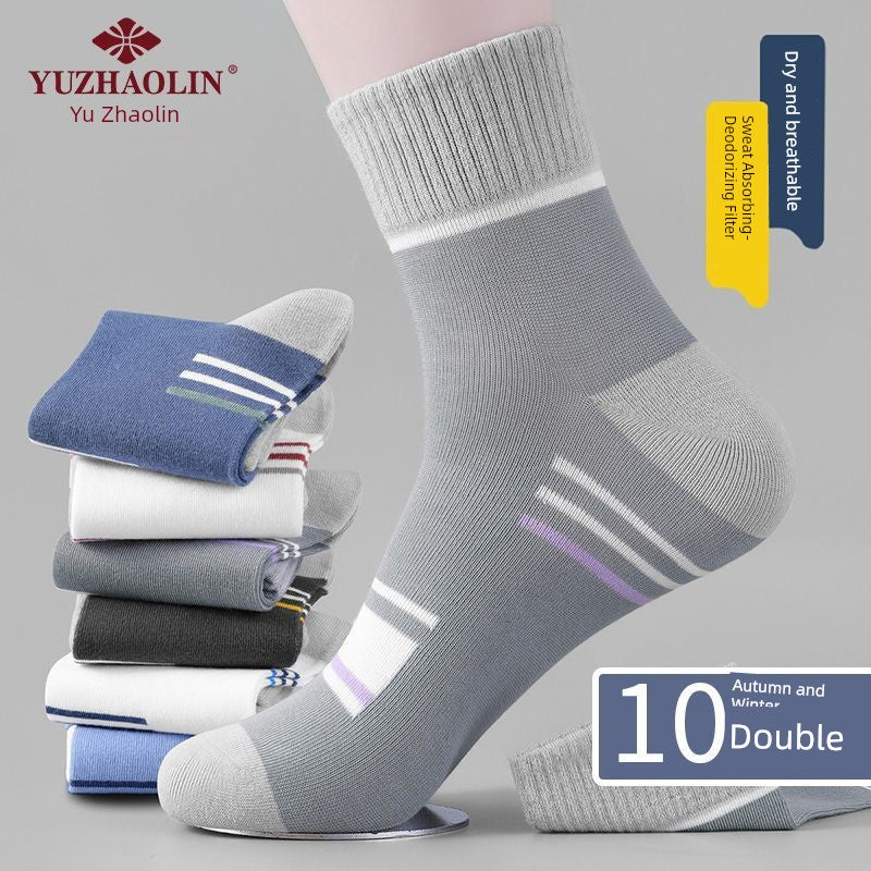 Men's Socks Non-Cotton Abrasion Resistant Deodorant and Sweat-Absorbing Winter All Year Round Tube Socks Non-Cotton Athletic Socks Spring and Autumn