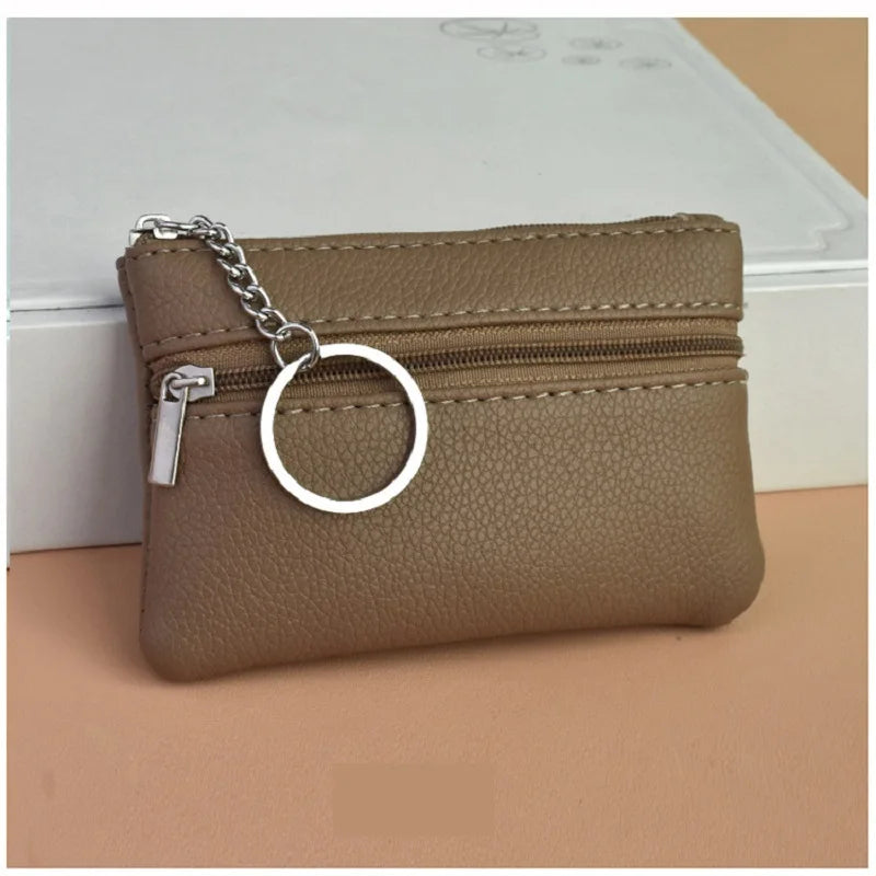 Portable Card Holder Fashionable Small Double Zipper Ladies Bag Elegant Clutch for Gift