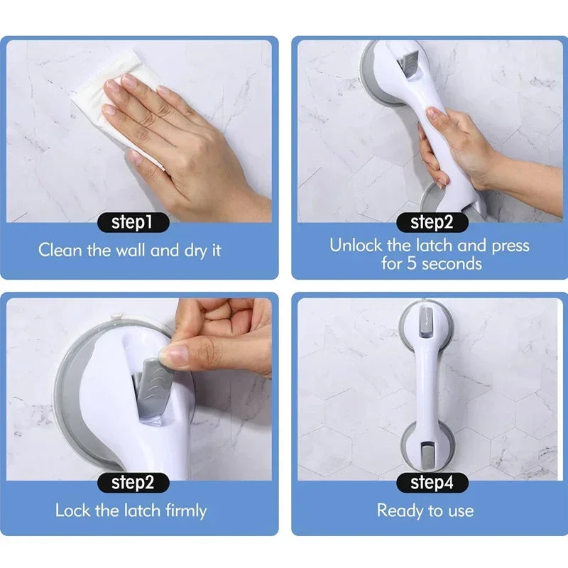 Shower safety handle double lock safety vacuum disc type anti-slip grip suitable for bathroom wall bathtub bathroom tile glass San Remo Shops