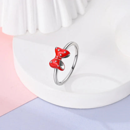 Anillo minimalista con flecha de la suerte y lazo rojo de circonita brillante de plata de ley 925, accesorios de joyería para parejas