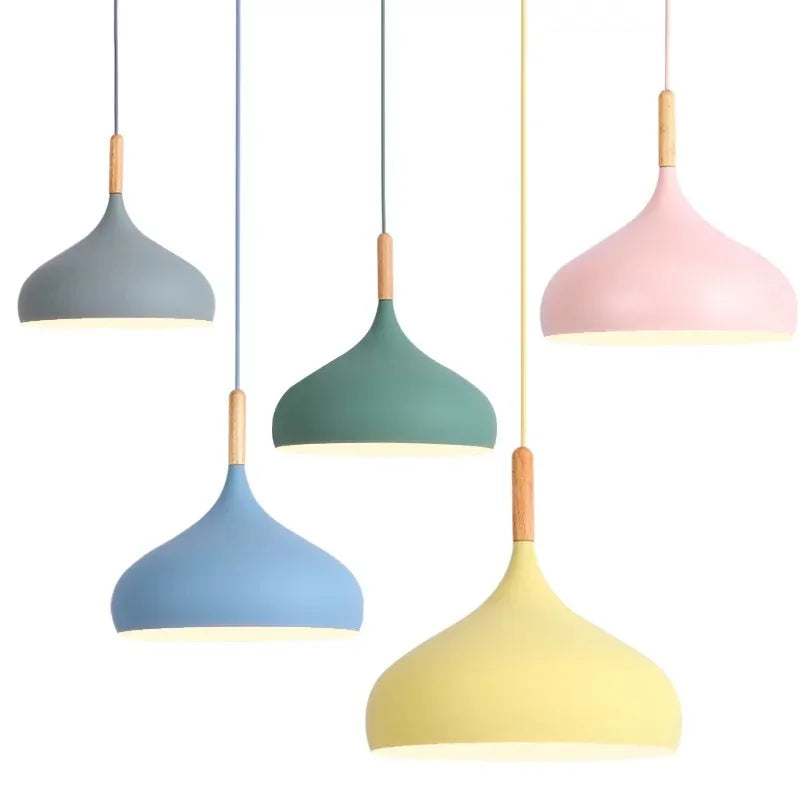 Multicolour Lustre Pendant Lights dia 16/17/24cm Restaurant Wood Hanging lighting Light Fixtures Modern E27 LED Loft Hanglamp San Remo Shops