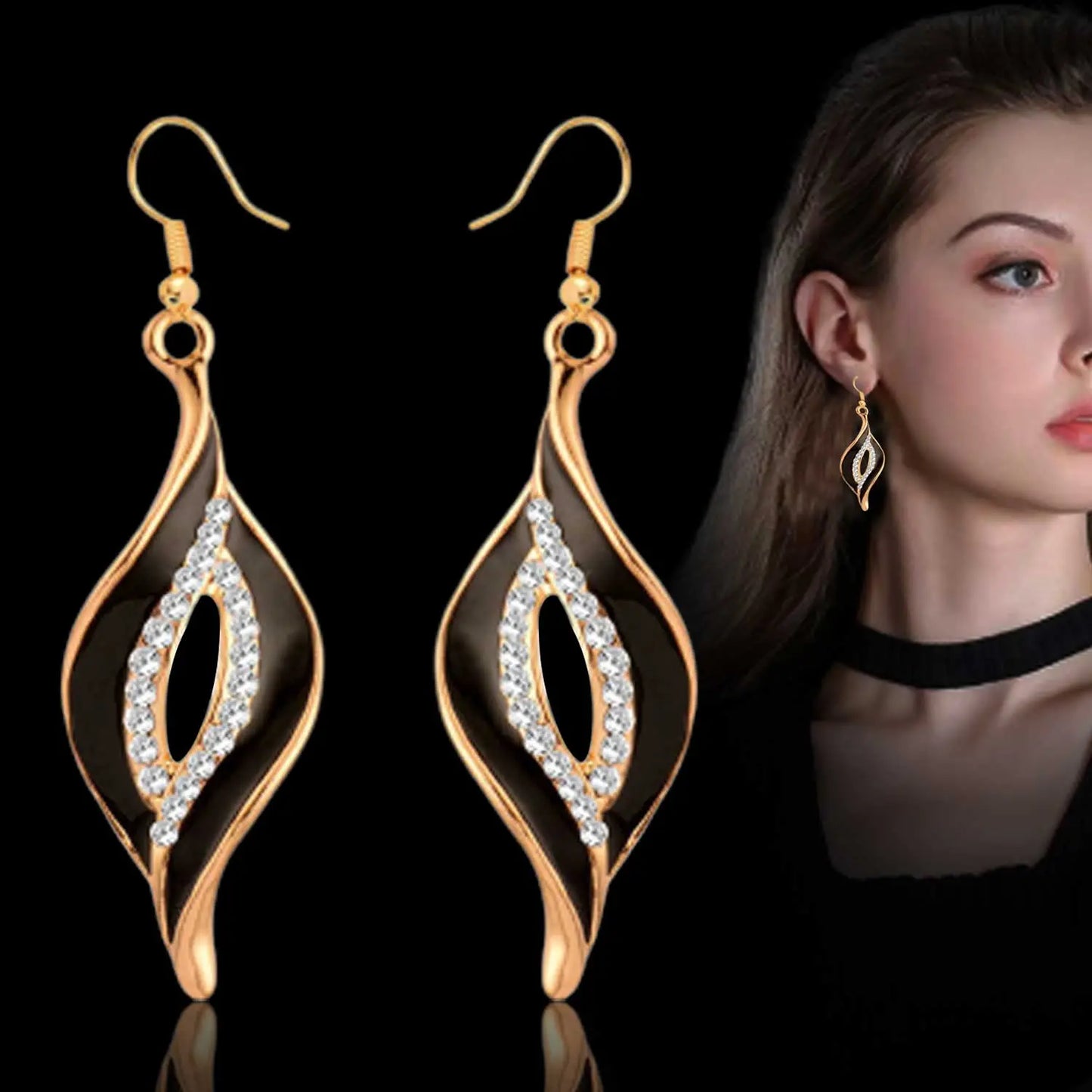 SINLEERY Charm White Black Enamel Earrings For Women Gold Color Leaf Drop Earrings Female Fashion Jewelry ES524 Desers