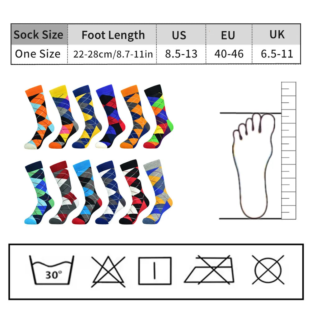 5pairs Men's Color Dress Casual Fashion Happy Socks Combed Cotton Socks Men Gifts