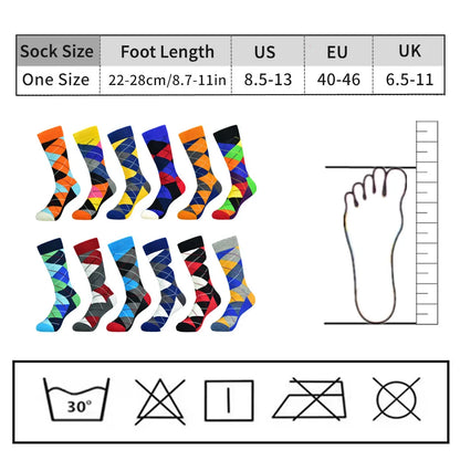 5 Paar Herrensocken, Farbe, Kleid, Casual, Mode, Happy Socks, gekämmte Baumwolle, Herren-Geschenke