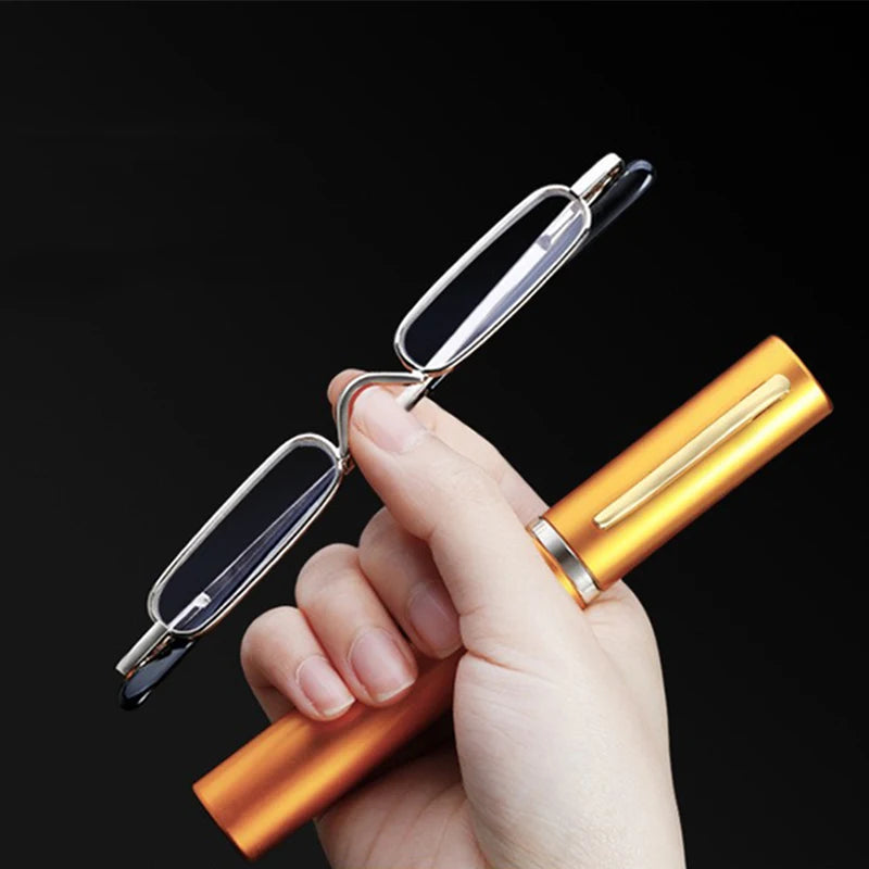 Mini Presbyopia Eyeglasses Portable Folding Mini Pen Reading Glasses Men Women Foldable Light Small Presbyopia Eyeglasses San Remo