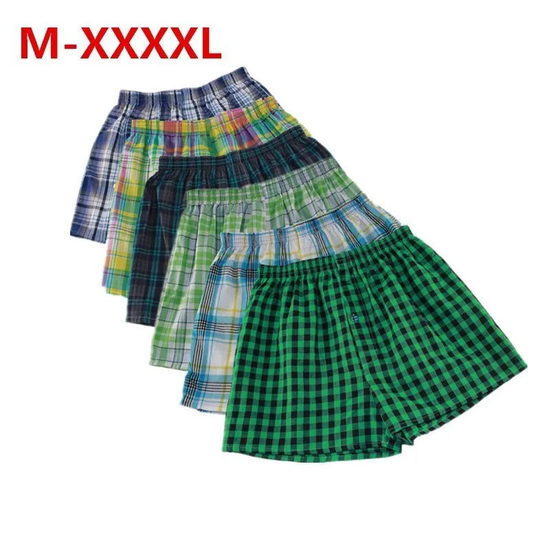 M-XXXXL mens underwear boxers loose shorts Classic Plaid Men Boxer Shorts Mix Colors Trunks Cotton Cuecas Underwear San Remo