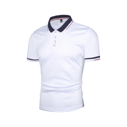 Polo Shirt Solid Cotton Slim Fit Embroidery Short Sleeve  8 Colors