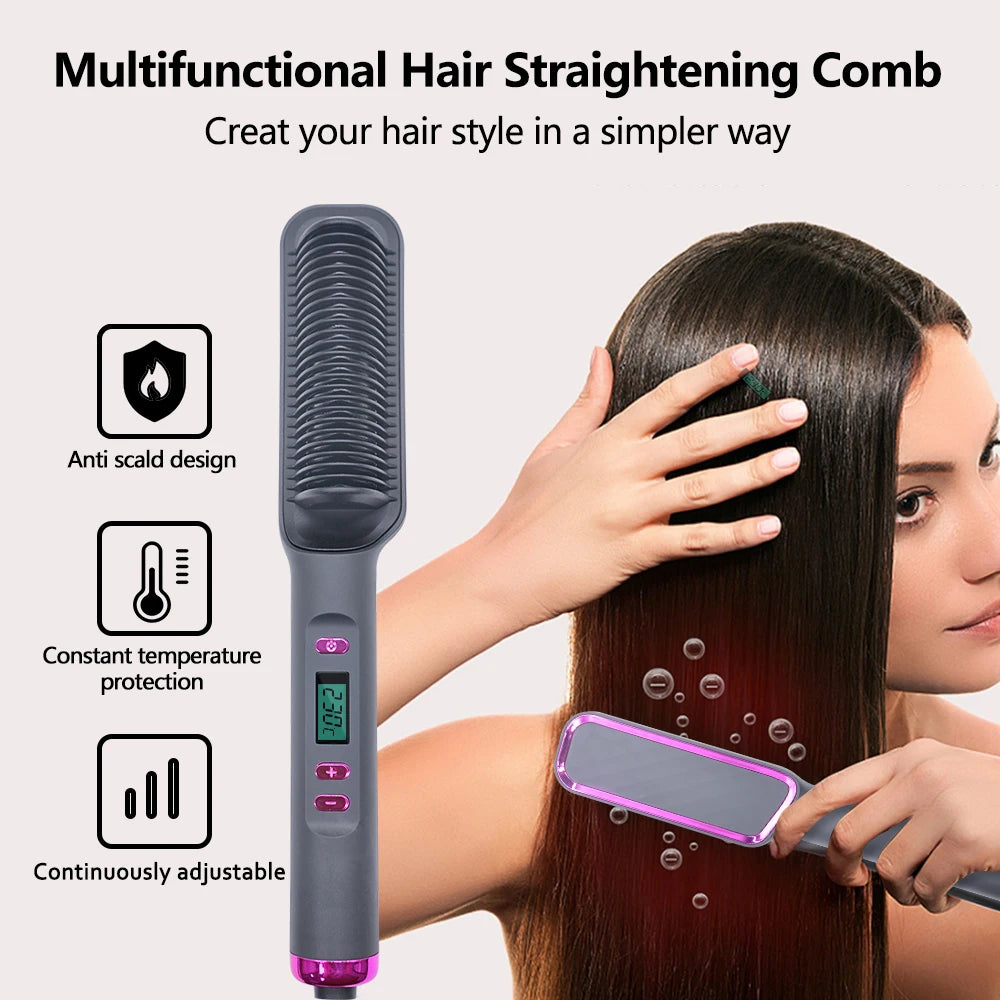 Electric Hot Comb Multifunctional Straight Hair Straightener Comb Negative Ion Anti-Scalding Styling Tool Straightening Brush San Remo