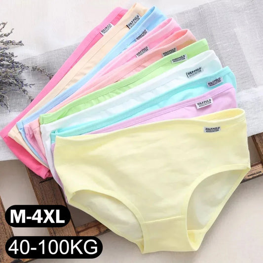 Plus Size Panties Women's Cotton Underwear Girls Briefs Solid Color Lingeries Shorts Comfortable Underpant For Woman 3XL/4XL San Remo Shops