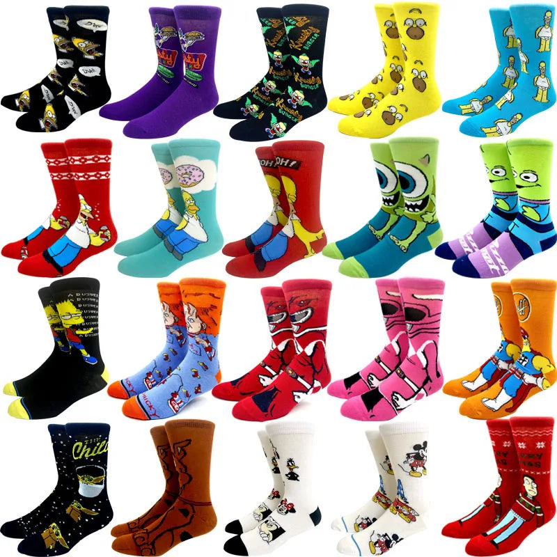 2023 New Arrival Anime Simpson Women Men Long Socks Men‘s Knee-High Cosplay Calf Sock Adult Personality Hip Hop Christmas Socks