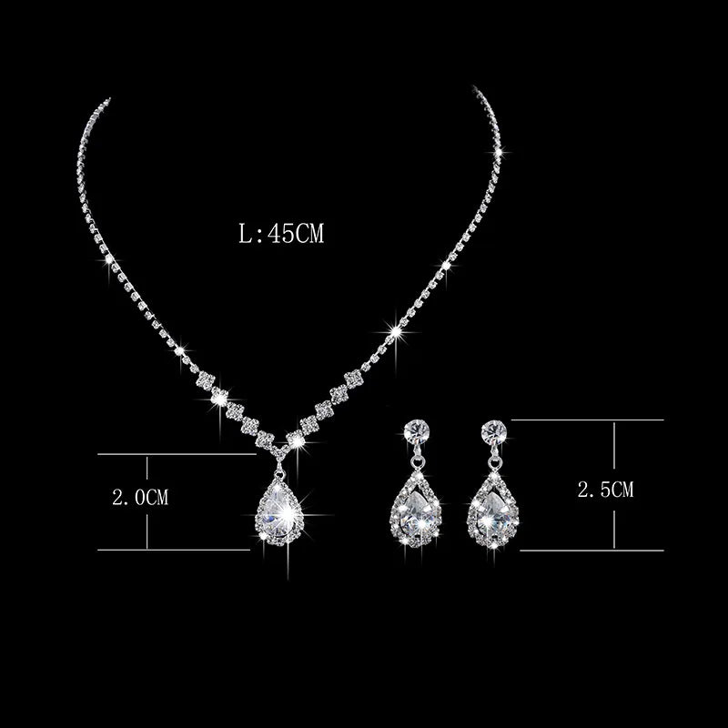 Necklace Earrings Set Bride Bridesmaid Wedding Jewelry Set Gifts For Women Girls Dropship