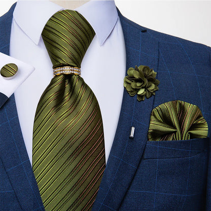 8cm Ties Handkerchief Cufflinks Metal Ring Brooch Pin 5 Pcs Set