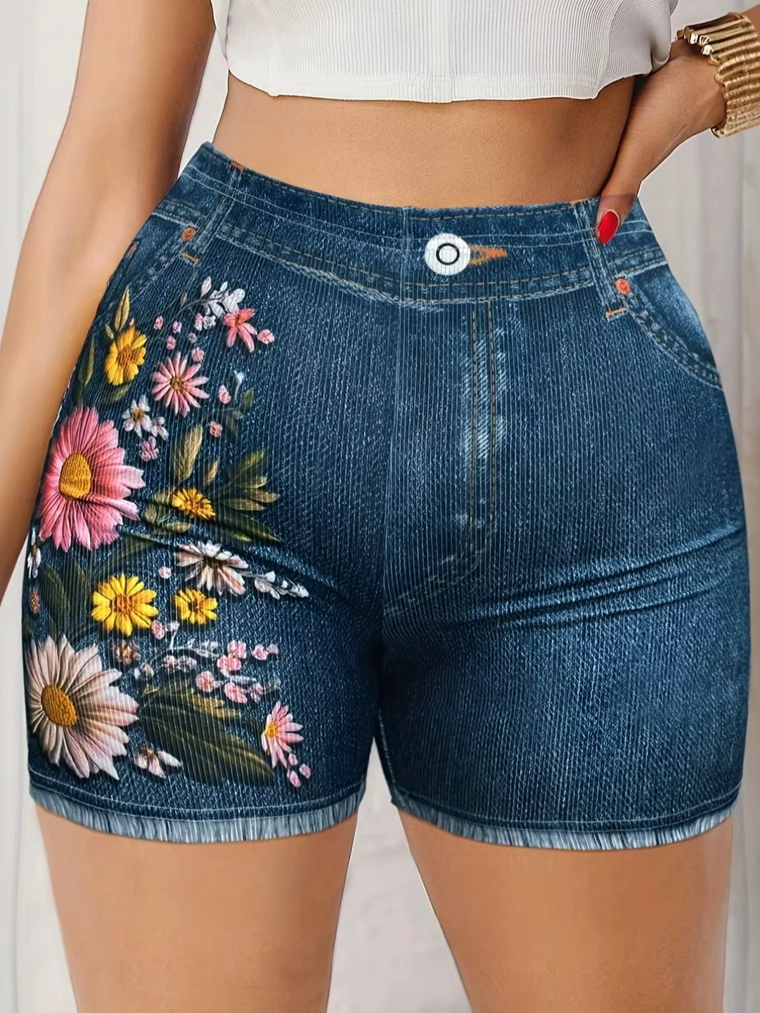 Stretch Floral Print Shorts