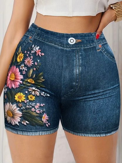 Stretch Floral Print Shorts