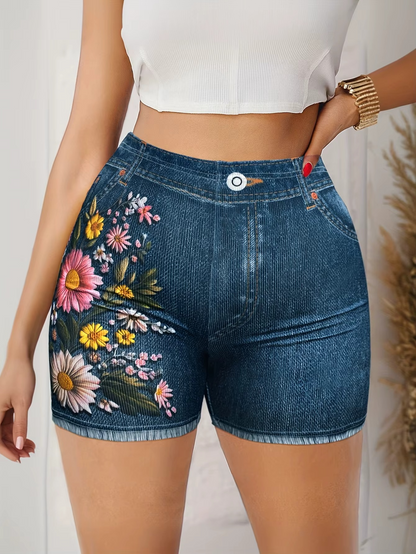 Stretch Floral Print Shorts