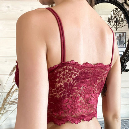 Lace Bras Top Comfortable Bralette Solid Color Vest Hollow Out Wireless