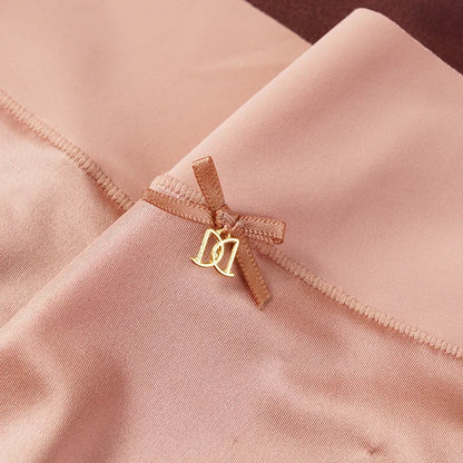 2pcs/set High-waist  Satin Ice Silk Seamless Underwear