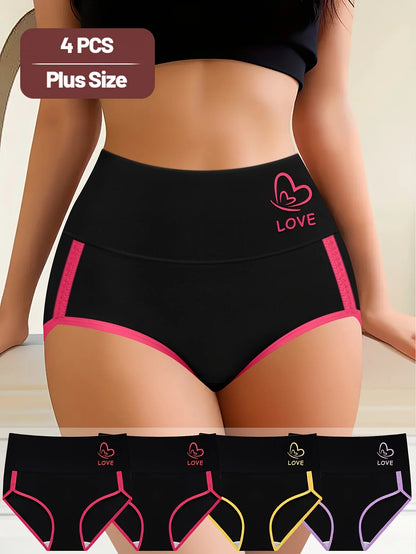 4pcs Women's Mid-Rise Briefs, soft polyester and spandex blend.