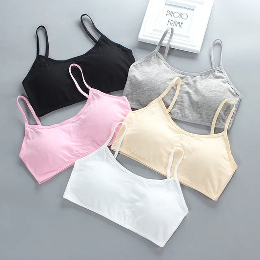 Cotton Spandex Teen bra girl vest Solid color for 8-18 Years Adolescente Kids Underwear Training with Chest Pad cute tops eprolo