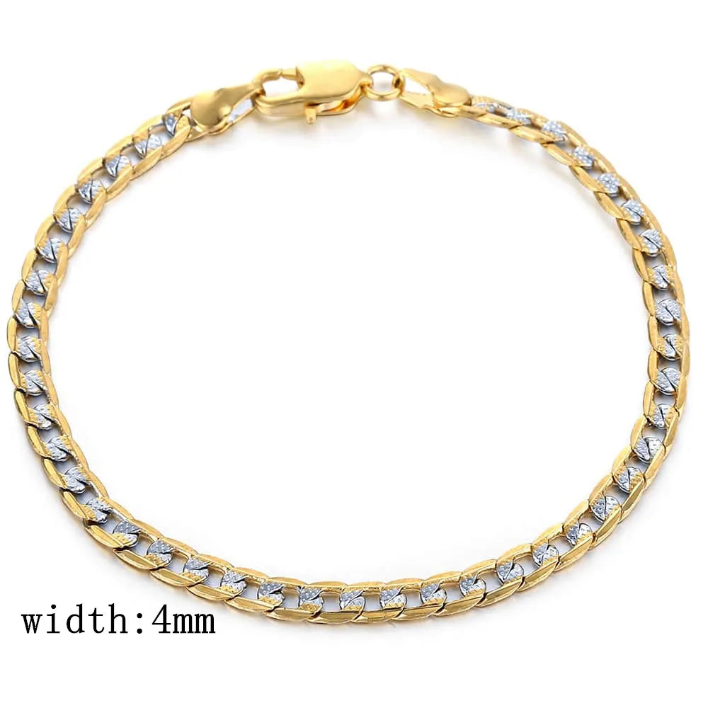 Trendsmax Gold Color Chain Necklace For Men Women Cuban Link Chain Male Necklace Fashion Men's Jewelry Wholesale Gifts 4mm GN64 Desers