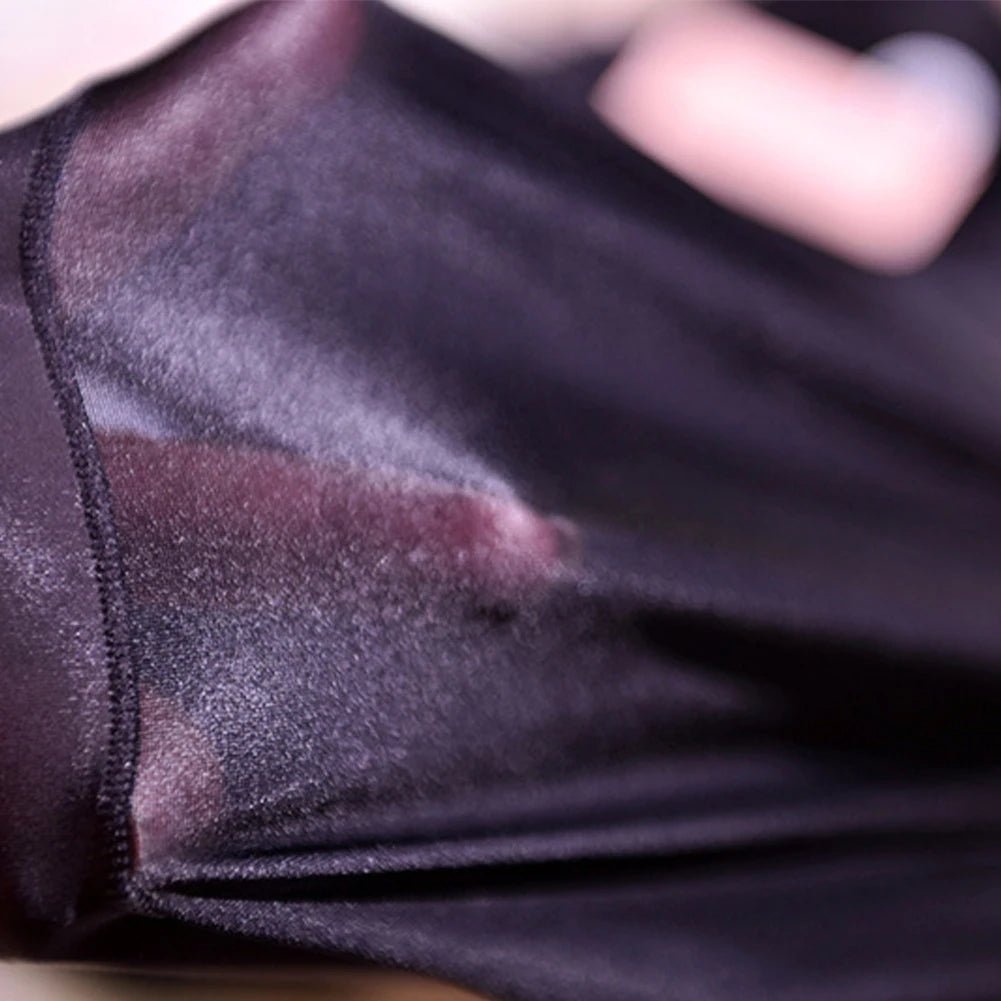 Women Sexy Transparent  Oil Sheer Glossy Silky Panties See Through