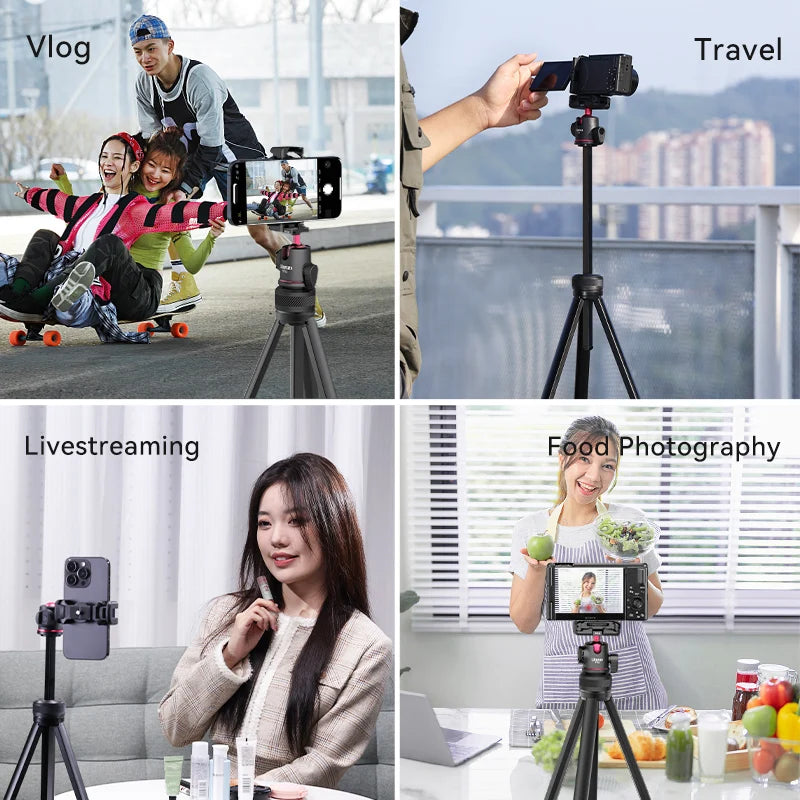 Ulanzi TT51 Portable Tripod Universal Camera Phone Lightweight Stand 450-1380mm Tripod with Floding Phone Clip San Remo Shops