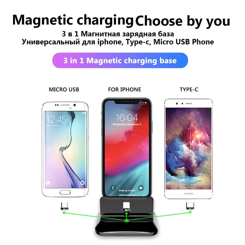 Phone Dock Station Usb Micro Type c Stand Wireless Charger Holder Magnetic Fast Charger Cradle For iPhone Samsung XiaoMi Android San Remo Shops