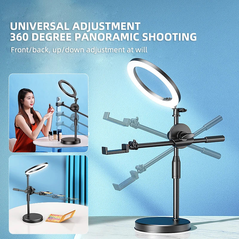 YELANGU Overhead Tripod With 6CM Ring Light Table Tabletop Shooting With Phone Holder Boom Arm For Live Youtube Streaming Video San Remo Shops