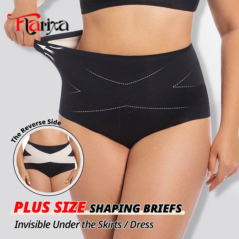 Flarixa Cross Plus Size Shapewear Tummy Control Panties Women Belly Slimming Briefs High Waist 4XL Hip Lifting Shaper Lingerie