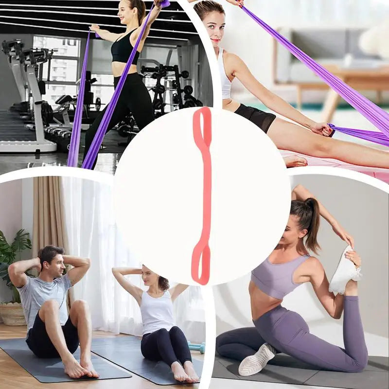8-shaped Fitness Resistance Band Sports Workout Elastic Band Home Fitness Silicone Pull Rope Yoga Training Exercise Equipment