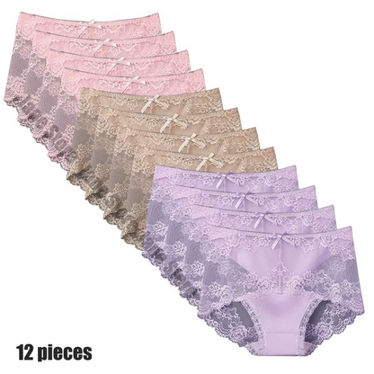 7 piezas de ropa interior de algodón para mujer, bragas transparentes de encaje, cómodas, antibacterianas, de talla grande