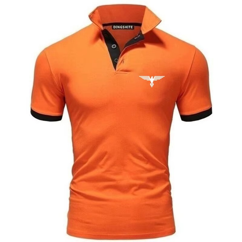 Polo collar contrasting color shirt