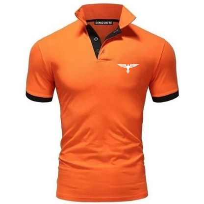 Polo collar contrasting color shirt