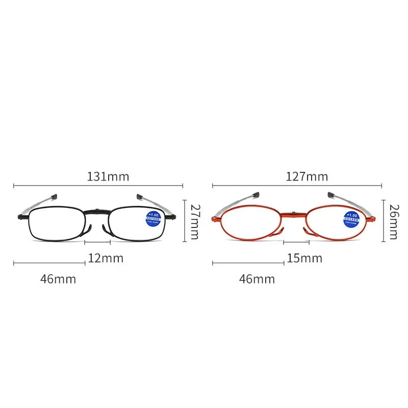 2022 Folding Portable Reading Glasses with Case Unisex Retro Telescopic Rotation Far Sight Presbyopia Men Women Diopter Eyewear San Remo