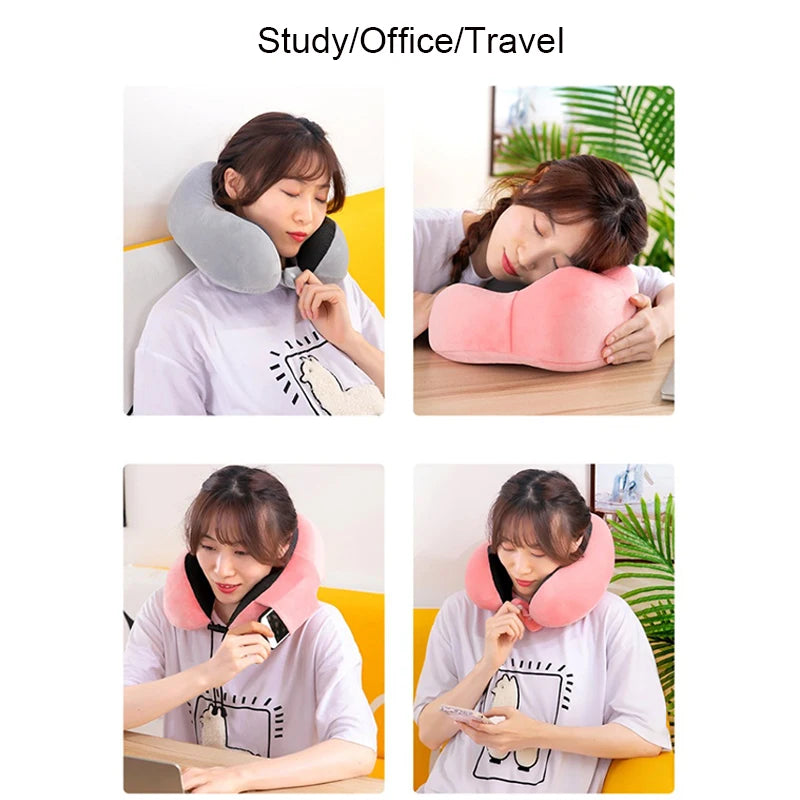 Removable Washable Memory Foam U-shaped Neck Pillow Soft Slow Rebound Travel Plane Car Cervical Solid Bedding Nap Spine Pillow San Remo Shops