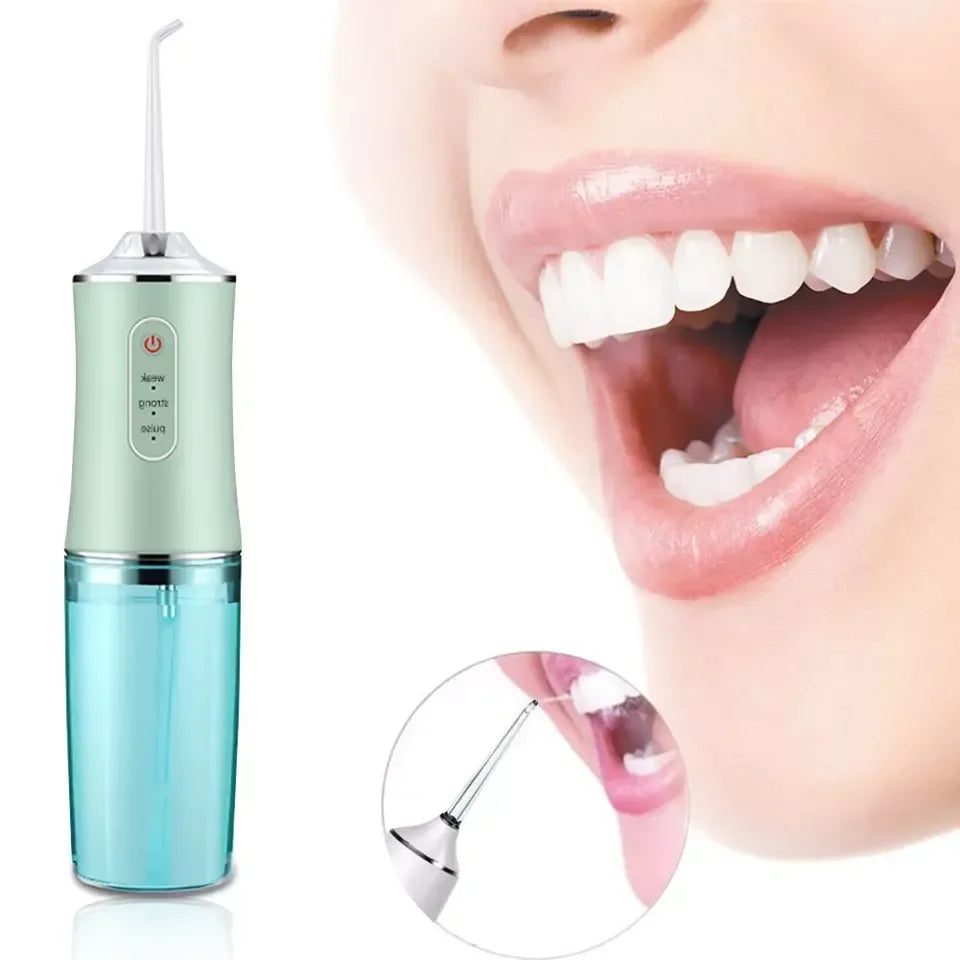 Portable Oral Irrigato Dental Water Flosser USB Rechargeable Water Jet Floss Tooth Pick 4 Jet Tip 220ml 3 Modes IPX7 Scaling San Remo