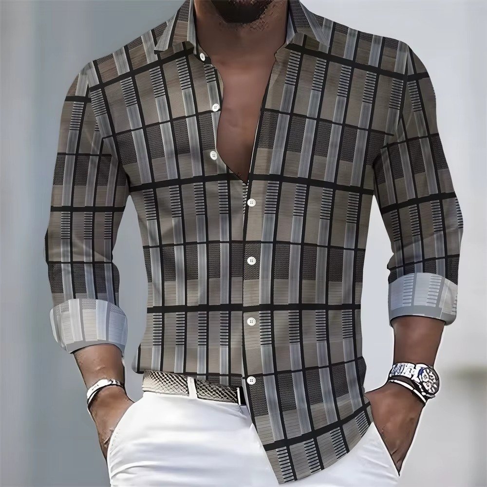 Men's Striped Long-Sleeved Shirt