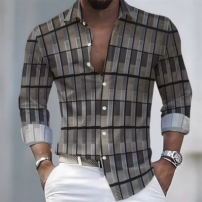 Men's Striped Long-Sleeved Shirt