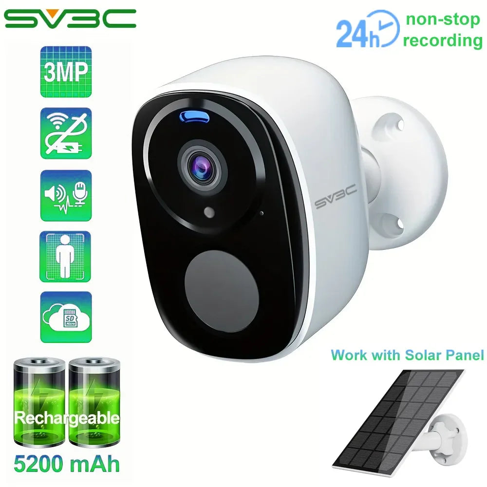 Wireless Battery Camera Wifi Outdoor, Solar Powered Security Waterproof IP CCTV Indoor AI Motion Detection Spotlight Siren Alarm San Remo