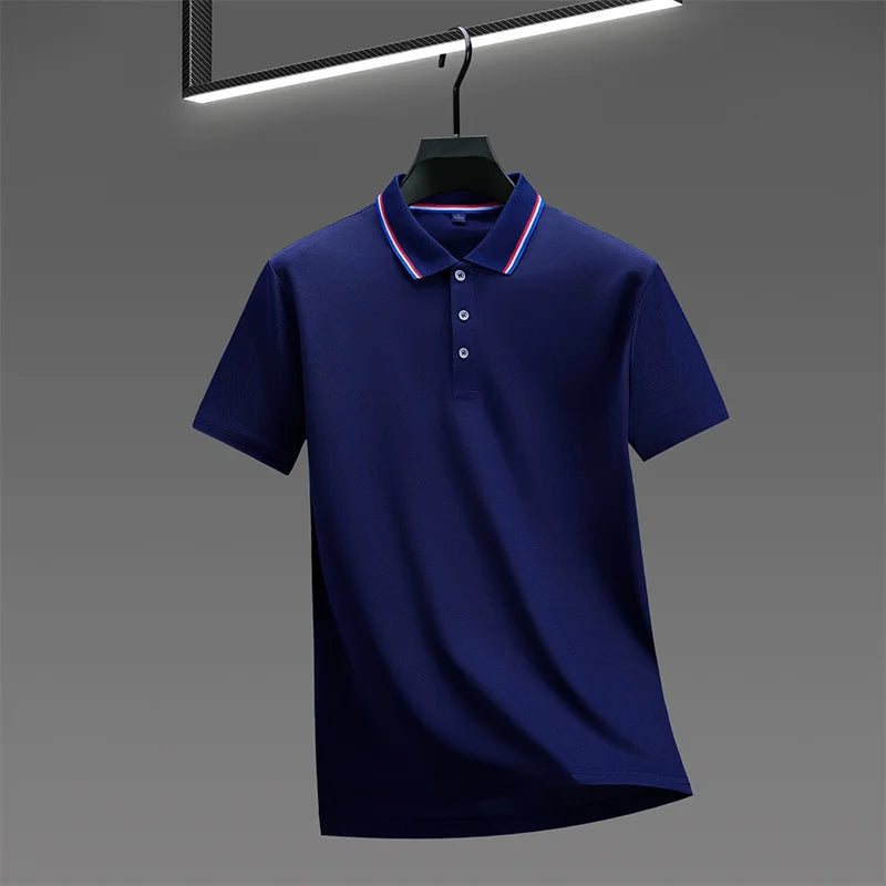 2025 New Men's Casual Solid Color Short Sleeved Polo Shirt Summer Fashionable and Comfortable Versatile Top