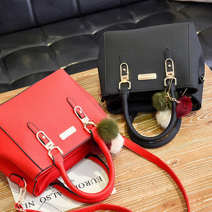 Luxuriöse High-End-Einkaufstasche aus PU-Leder für Damen mit Plüschquaste, Messenger Bags, Schultertaschen, verstellbarem Riemen, Umhängetaschen