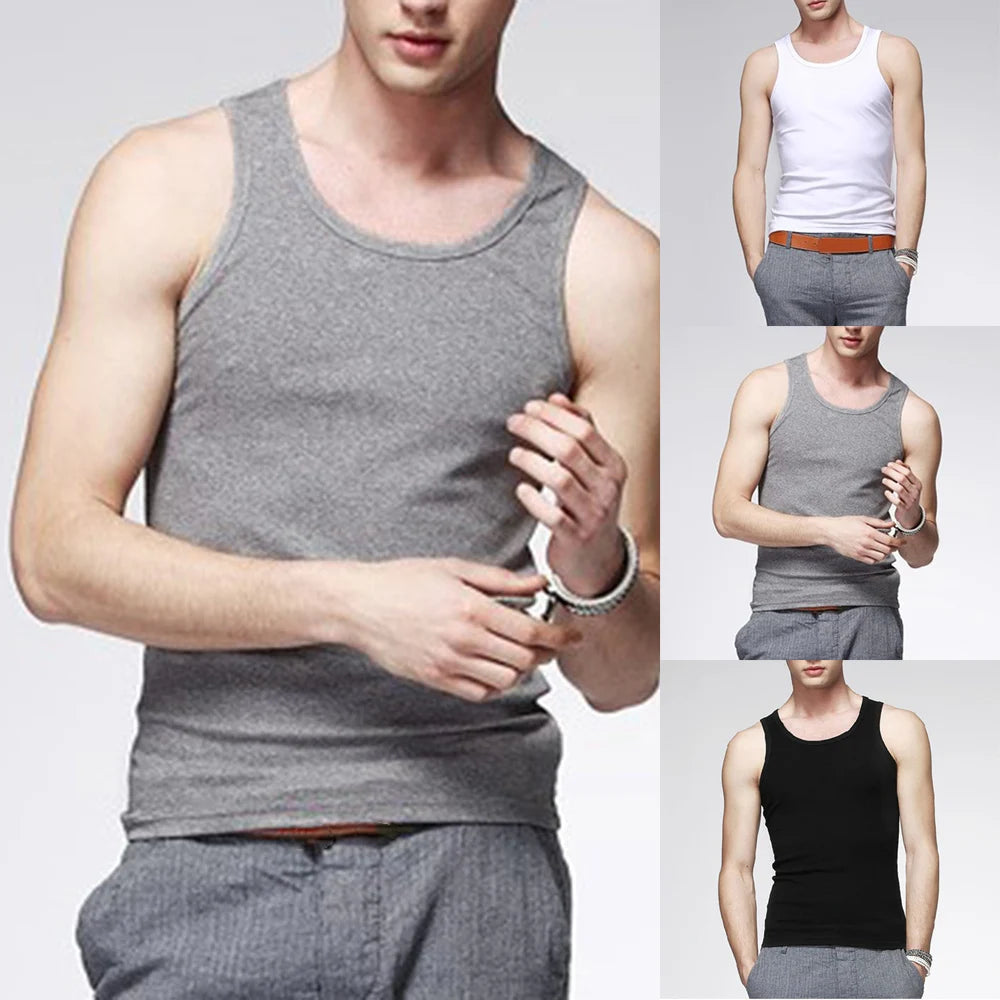 Men's Vest Pure Cotton Undershirts Bodybuilding Motion Outerwear Sweatshirt Elastic Male Underwear Tees Tank Top Desers