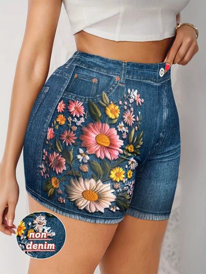 Stretch Floral Print Shorts